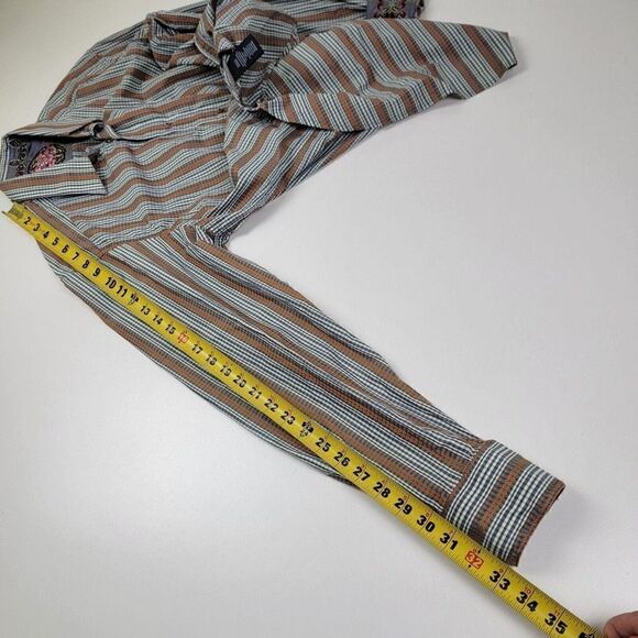 Robert Graham Button Up Men’s Shirt sz L Long Sleeve Embroidered Purple Orange - Picture 8 of 10